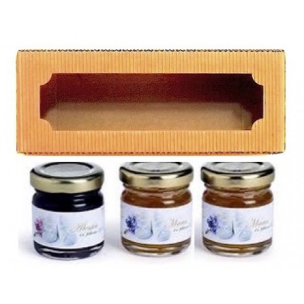 Scatole porta vasetti monoporzione (da gr.50 a 100 gr.) forate 3 posti cartoncino ondulato avana mm.180x60x70 - Pz.15