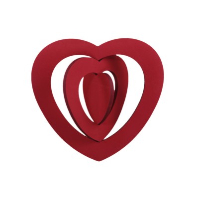 Cuore decorativo da appendere rosso 3D cm.25 