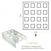 Espositore in plexiglass trasparente declinato 16 posti per alimenti in bicchierini - cm. 28x30x H10 