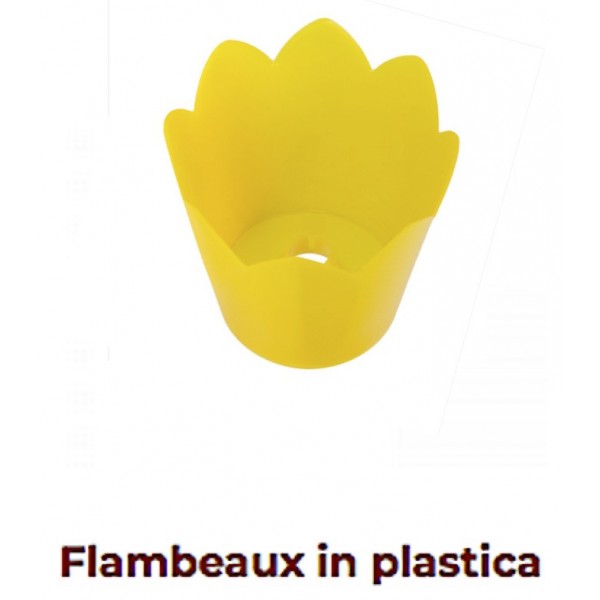 Flambeaux in plastica giallo per candele 2 pezzi