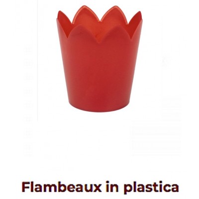 Flambeaux in plastica rosso per candele 2 pezzi