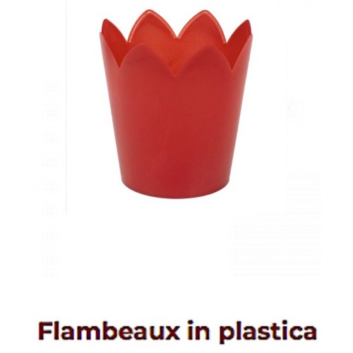 Flambeaux in plastica rosso per candele 2 pezzi
