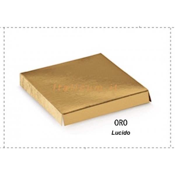 Fondo rialzato ORO LUCIDO per scatole trasparenti mm.120x120 Pz.10