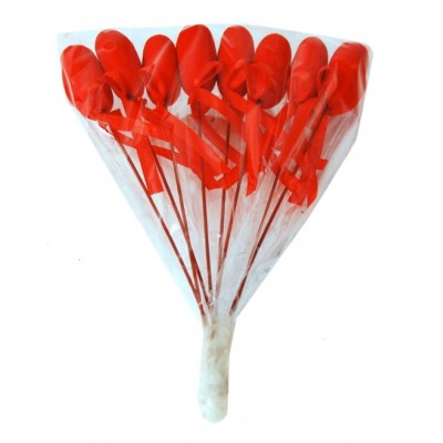 Pick cuore rosso cm.3,7 alto cm.35 con nastro - Pezzi 8 