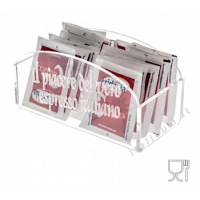 Porta bustine zucchero bar plexiglass trasparente cm.12x6x6