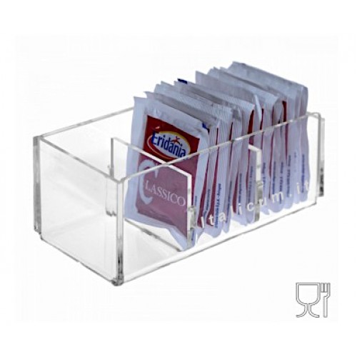 Porta bustine zucchero bar plexiglass trasparente 3 scomparti cm.13x6x5