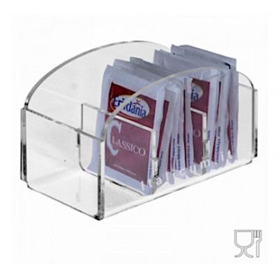 Porta bustine zucchero bar plexiglass trasparente 3 scomparti cm.12x6x7