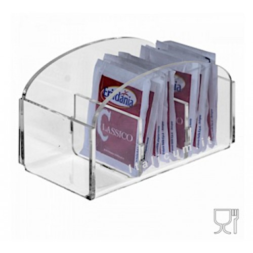 Porta bustine zucchero bar plexiglass trasparente 3 scomparti cm.12x6x7
