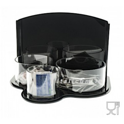 Porta bustine zucchero plexiglass nero 3 scomparti cm.24x21x18