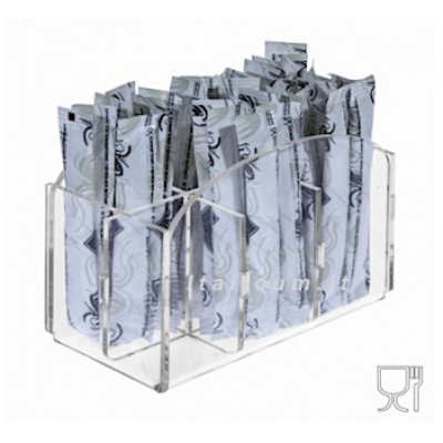 Porta bustine zucchero stick plexiglass 6 scomparti cm.12,5x7x10