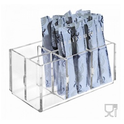 Porta bustine zucchero stick plexiglass 6 scomparti cm.12,5x7x6