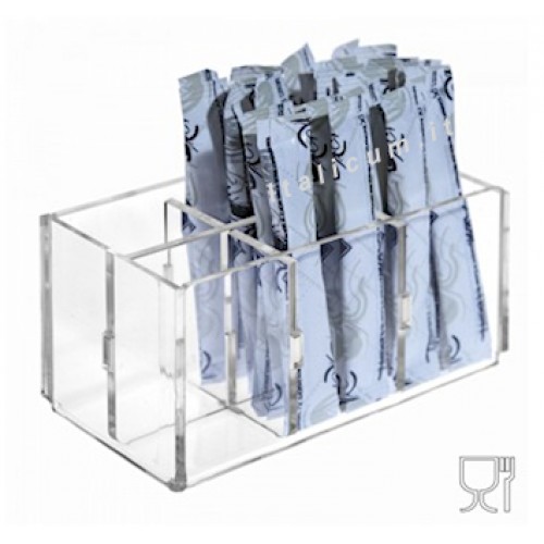 Porta bustine zucchero stick plexiglass 6 scomparti cm.12,5x7x6