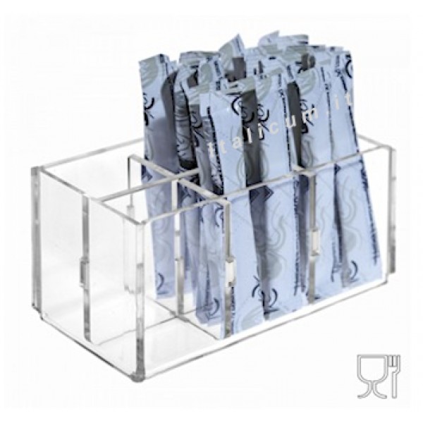 Porta bustine zucchero stick plexiglass 6 scomparti cm.12,5x7x6
