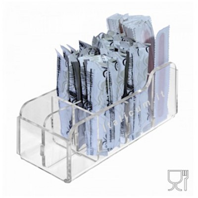 Porta bustine zucchero stick e palette plexiglass 8 scomparti cm.16,5x6x6