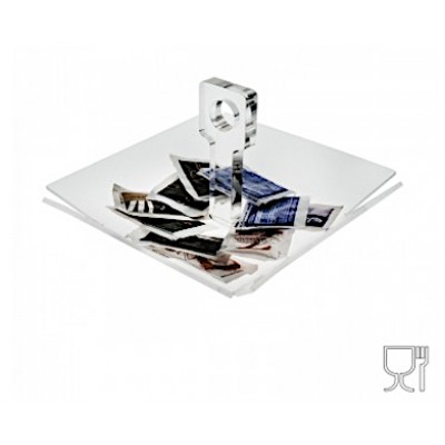 Porta caramelle e bustine zucchero bar plexiglass trasparente 1 piano cm.18x18x10