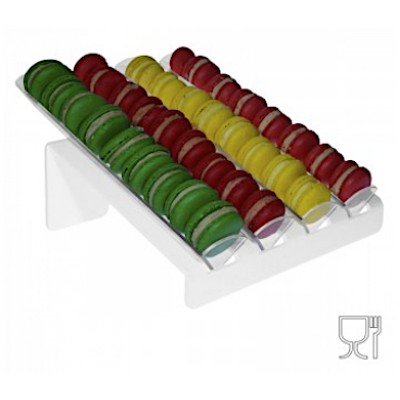 Porta Macarons espositore Bianco in plexiglass 4 file cm.30x33x16