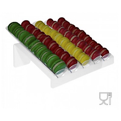 Porta Macarons espositore bianco in plexiglass 5 file cm.36x33x16