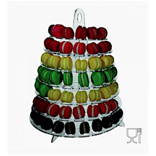 Porta Macarons trasparente in plexiglass 7 ripiani 108 posti cm.41,5x41,5x47