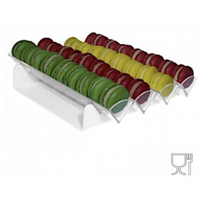 Porta Macarons espositore BASSO Bianco in plexiglass 4 file cm.30x33x8