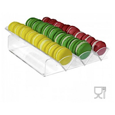Porta Macarons espositore trasparente BASSO in plexiglass 3 file cm.23x33x8