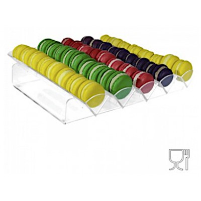 Porta Macarons espositore trasparente BASSO in plexiglass 5 file cm.36x33x8