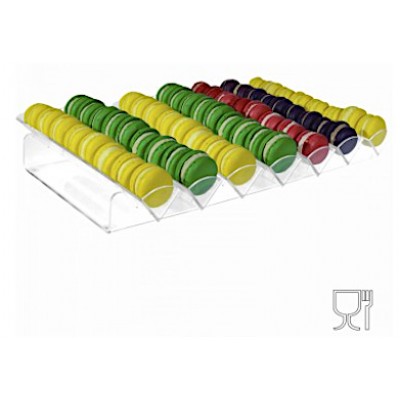 Porta Macarons espositore trasparente BASSO in plexiglass 7 file cm.50,5x33x8