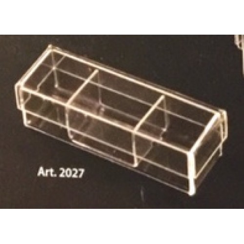 Scatola PLEXIGLASS rettangolare per confetti con coperchio e divisori Pz.6 - mm.140x40x35
