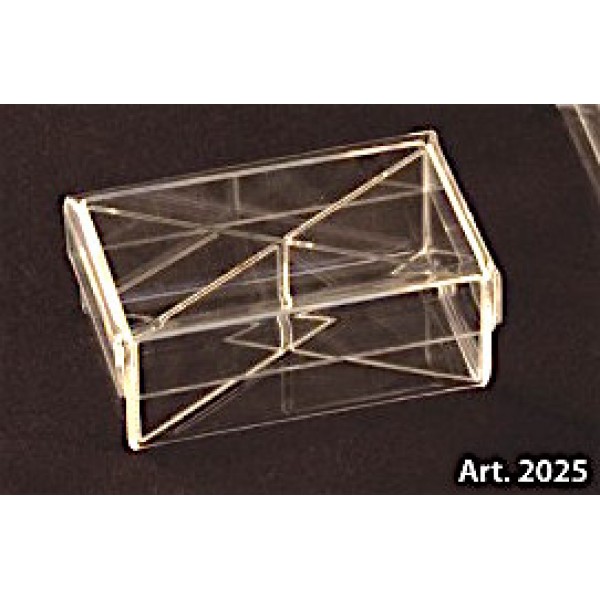 Scatola PLEXIGLASS rettangolare per confetti con coperchio e divisori Pz.6 - mm.60x100x40