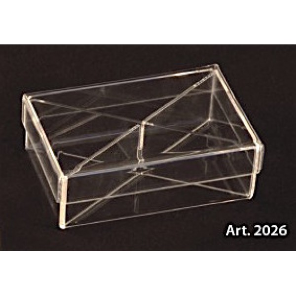 Scatola PLEXIGLASS rettangolare per confetti con coperchio e divisori Pz.6 - mm.60x120x40