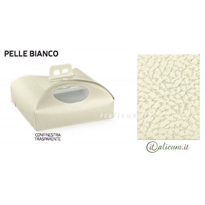 Scatole Porta torta cartone Pelle Bianco con finestra mm.270x270x70 Pz.100