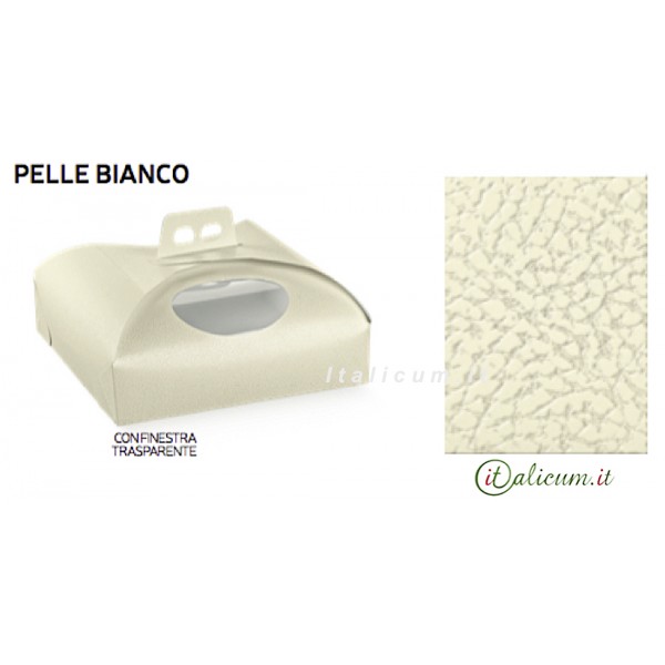 Scatole Porta torta cartone Pelle Bianco con finestra mm.230x230x70 Pz.100
