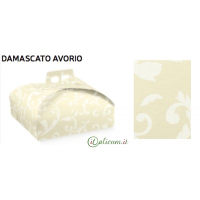 Porta torta cartone avorio damascato mm.190x190x70 Pz.20