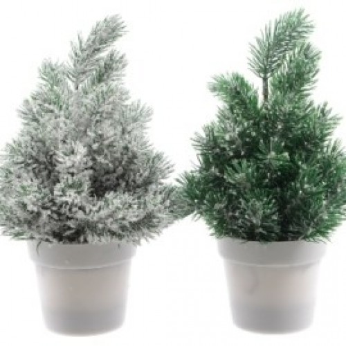Alberi di Natale piccoli coppia verde+neve cm.20 