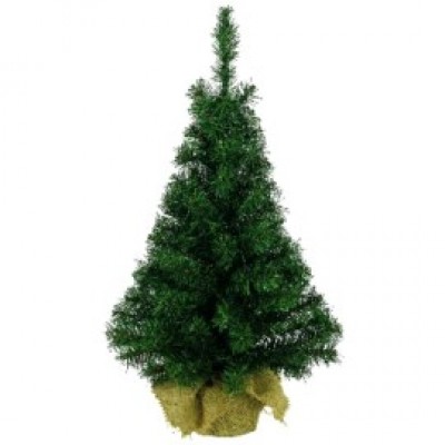 Albero Natale verde con base juta cm.75