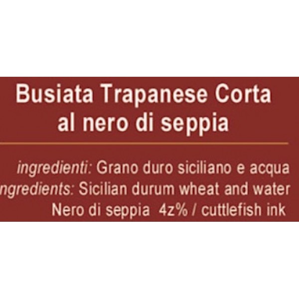 Busiate trapanesi al nero di seppia - Artigianali 100% grano duro siciliano - 24 pacchi da 500 gr.