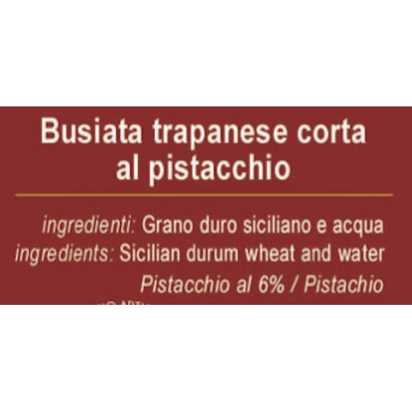 Busiate trapanesi al pistacchio artigianali 100% grano duro siciliano - 24 pacchi da 500 gr.