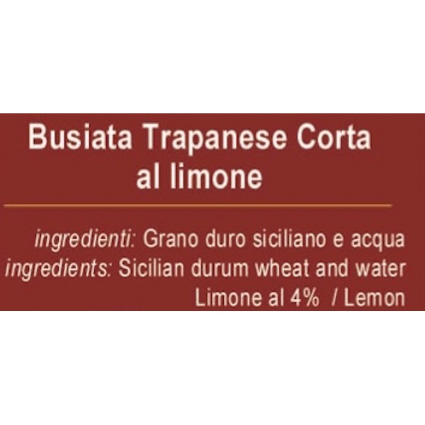 Busiate al limone artigianali 100% grano duro siciliano - 24 pacchi da 500 gr.