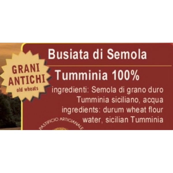 Busiate di Tumminia semola di grani antichi siciliani 100% - 20 pacchi da 500 gr. 