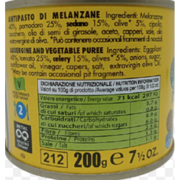 Caponata di melanzane siciliana Contorno - Confezione da 15 lattine da 200 gr. 