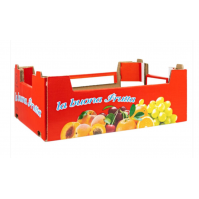 Cassetta frutta in cartone rosso "La buona frutta" cm.40x30x14 - Pedana 190 pezzi. 