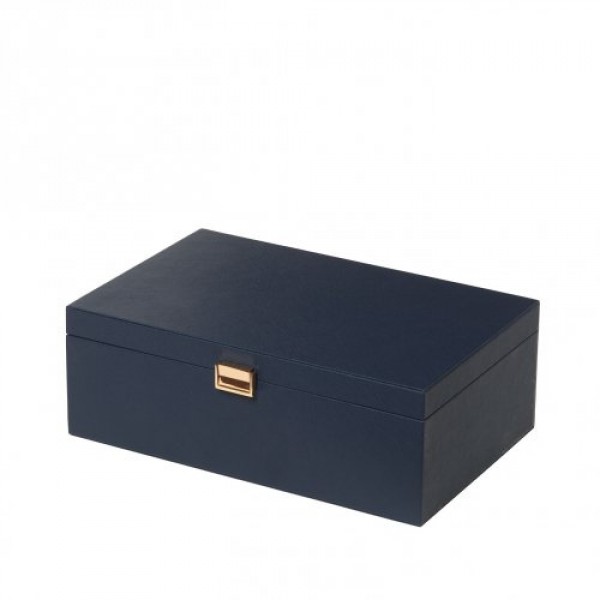 Cassetta legno 2 bottiglie pelle blu