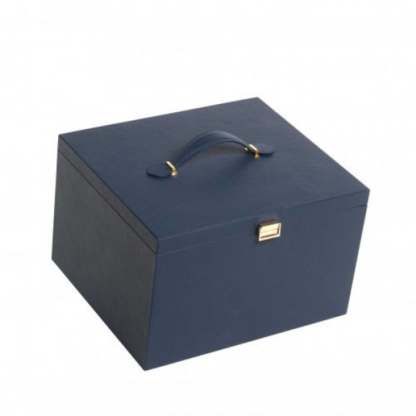 Cassetta legno pelle blu per 6 bottiglie 