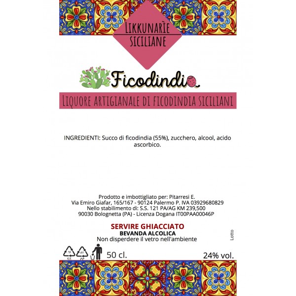 Liquore di ficodindia siciliano artigianale - 50 cl. 24% Vol.