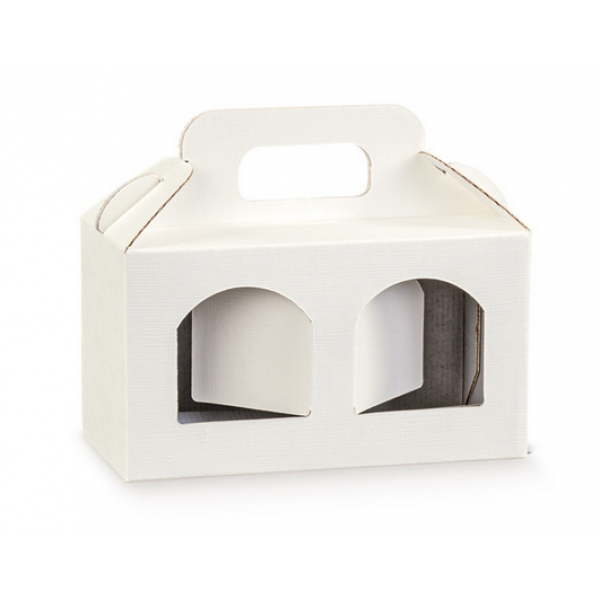 Portavasetti 2 posti cartoncino seta bianco mm.170x80x90 per gr.400 - Pz.10