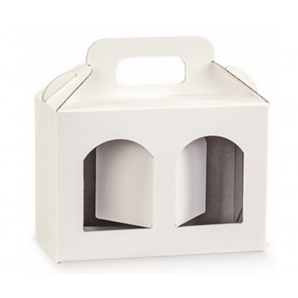 Portavasetti cartoncino seta bianco mm.170x80x120 per 2 vasi da gr.500 - Pz.10