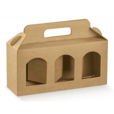 Scatole portavasetti monodose avana 50 gr. con manici 3 posti mm.160x50x50 pz.10