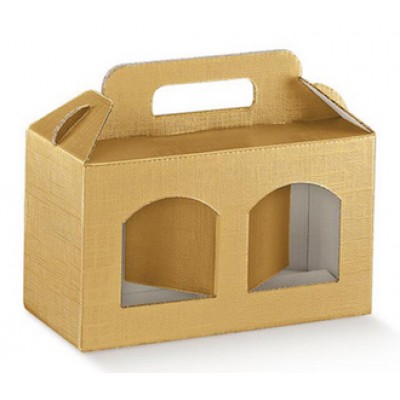 Scatole portavasetti 2 posti oro seta mm.130x60x150 Pz.10