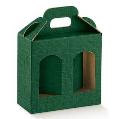 Scatole portavasetti 2 posti verde seta mm.130x60x150 Pz.10