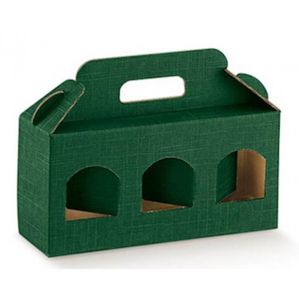 Scatole portavasetti 3 finestre 250 gr. verde seta mm.190x60x90 Pz.10
