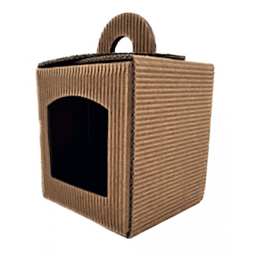 ASTUCCIO PORTAVASETTO da gr.250 forato 1 posto cartoncino ondulato avana mm.70x70x85 - Pz.15